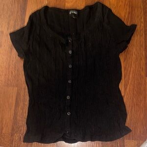 Forever 21 Black Ribbed Button-Down Shirt